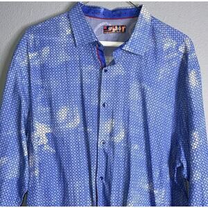 Spazio Uomo Mens Tie Die Shirt 3XL Colorblock Flip Cuff Designer Confident Dad‎
